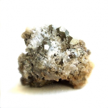 mineral specimen with quartz and pyrite crystals